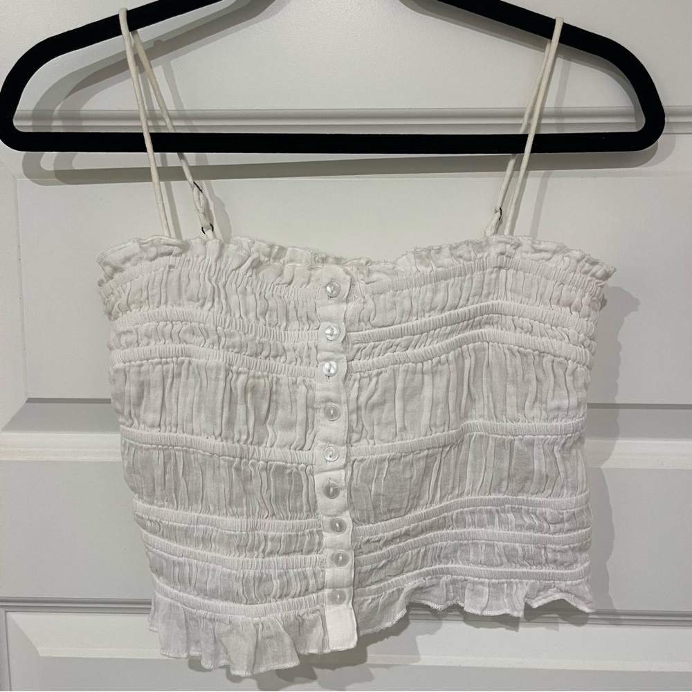 Elegant White Smocked Crop Top